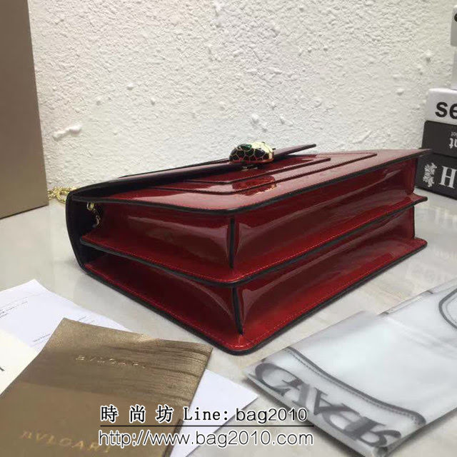 BVLGARI寶格麗 專櫃新品 升級版牛漆皮 雙層蛇頭包 鏈條單肩斜挎包 B35106 FYD1389